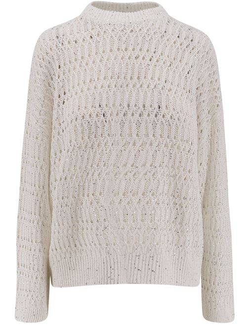 Crochet crew neck sweater BRUNELLO CUCINELLI | MCO564700C8925